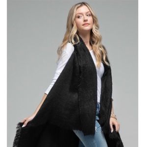 Black Soft Fringe Vest